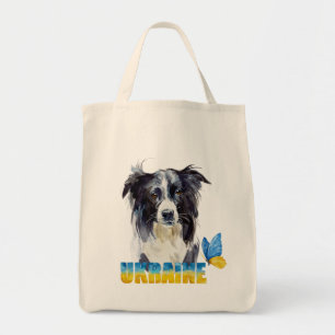 Bolsa Tote Linda Watercolor Ucrânia Cachorro e Borboleta