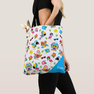 Bolsa Tote Lindas Aves Tropicais Padrão de Paraíso Colorido