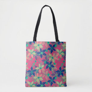 Bolsa Tote Lindas cores brilhantes flores prin floral de ver