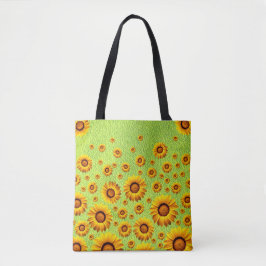 Bolsa Tote Lindas flores amarelas em verde-abstrato