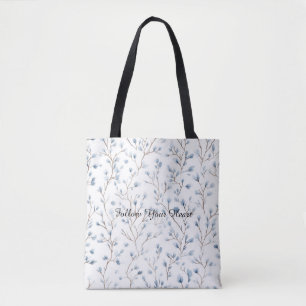 Bolsa Tote Lindas Flores Brancas Azuis