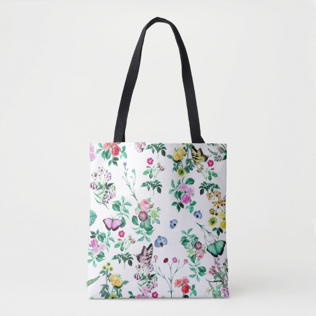 Bolsa Tote Lindas Flores e Borboletas (Frente)