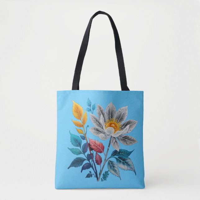 Bolsa Tote lindas flores e folhas (Frente)