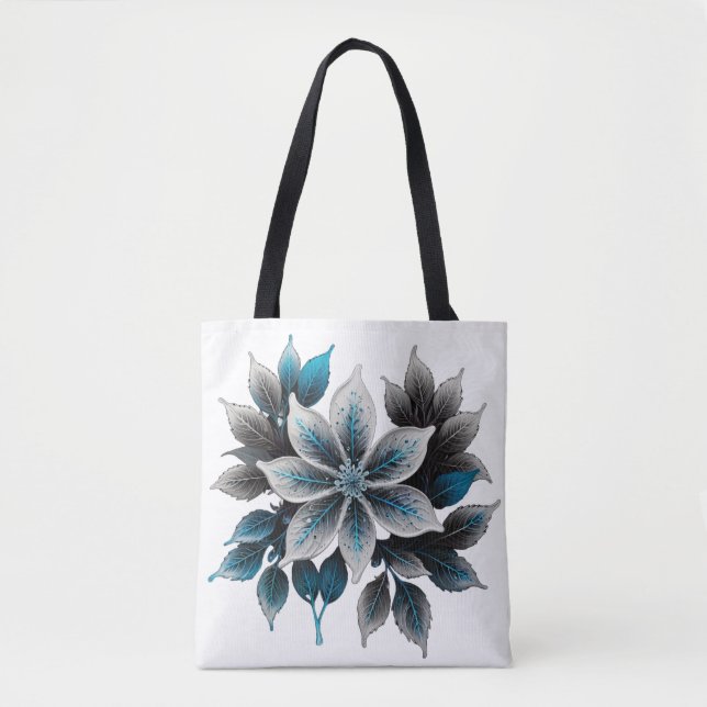 Bolsa Tote lindas flores e folhas de gelo (Frente)