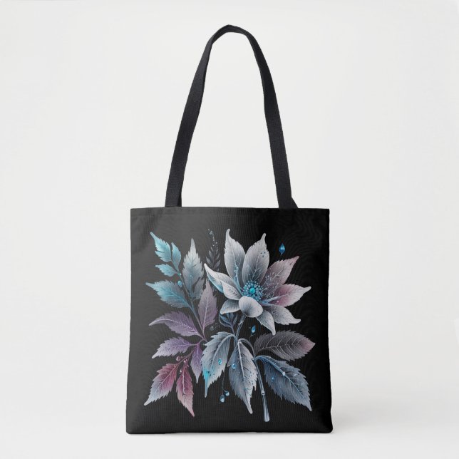 Bolsa Tote lindas folhas e flores (Frente)