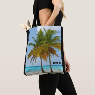 Bolsa Tote Lindas Palmeiras em uma praia tropical