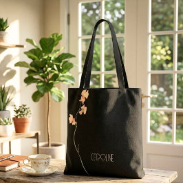 Bolsa Tote Lindas Pretas Florais Boho Fofas