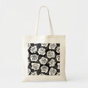 Bolsa Tote Lindas rosas negras e brancas da Vintage