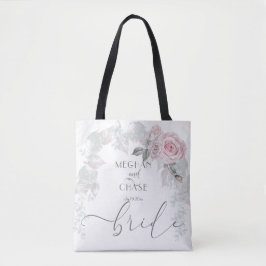 Bolsa Tote Lindas rosas rosa pintadas, brancas, noiva descalç