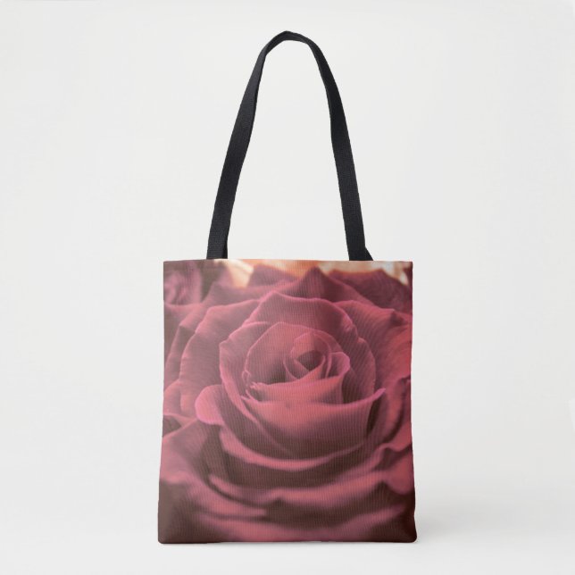 Bolsa Tote Lindas rosas vermelhas rosa flores fotoromânticas (Frente)