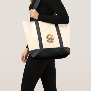 Bolsa Tote Lindíssimo Leitão Pastel em Macacão Cottagecore