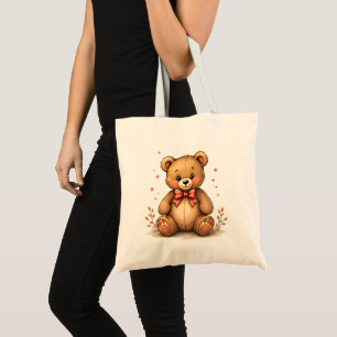 Bolsa Tote Lindo adorável ursinho marrom com gravata