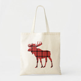 Bolsa Tote Lindo Alce Vermelho e Preto Xadrez Padrão Tartan