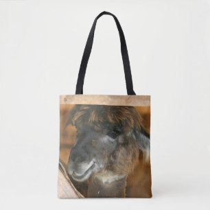 Bolsa Tote Lindo Alpaca Marrom Animal de Fazenda Lhama 