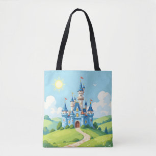 Bolsa Tote Lindo castelo azul e branco