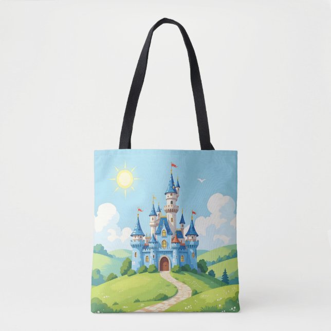Bolsa Tote Lindo castelo azul e branco (Frente)