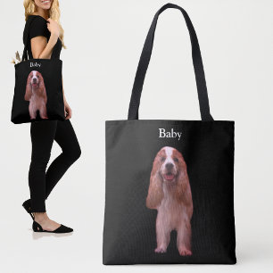 Bolsa Tote Lindo Cocker Spaniel Inglês em Preto