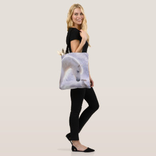 Bolsa Tote Lindo Coelho de Cavalo Branco e Neve