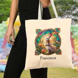 Bolsa Tote Lindo Coelho de Vidro Pintado Personalizado de Pás