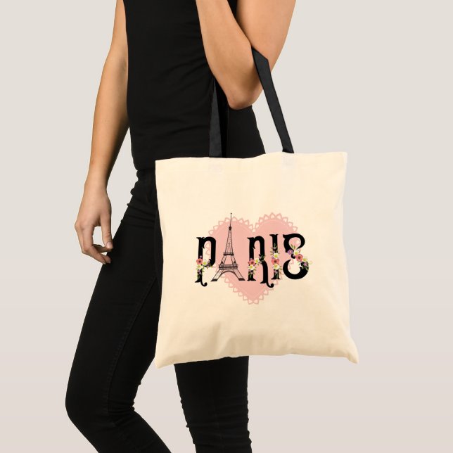Bolsa Tote Lindo Coração de Paris (Frente (produto))