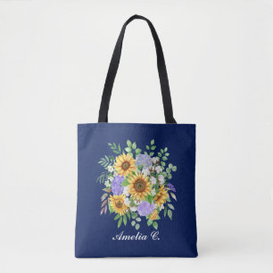 Bolsa Tote Lindo Design de Girassol e Flores Silvestres da Ma