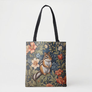 Bolsa Tote Lindo Esquilo Floral Inspirado em William Morris