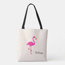Bolsa Tote Lindo Flamingo & caligrafia em Marfim