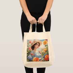 Bolsa Tote Lindo Jardim Flor e Vistas de Montanha