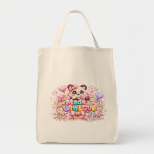 Bolsa Tote Lindo Kawaii Feito Com Amor Nome do Gato Pastel Ro