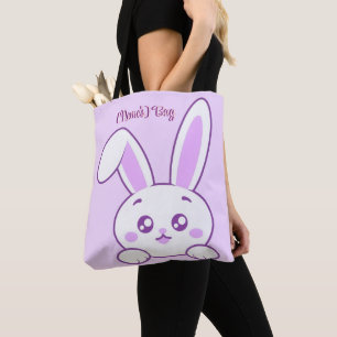 Bolsa Tote Lindo Kawaii Pastel Roxo Coelho Personalizado Peek