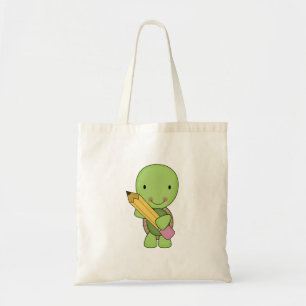 Bolsa Tote lindo lápis tartaruga pequeno