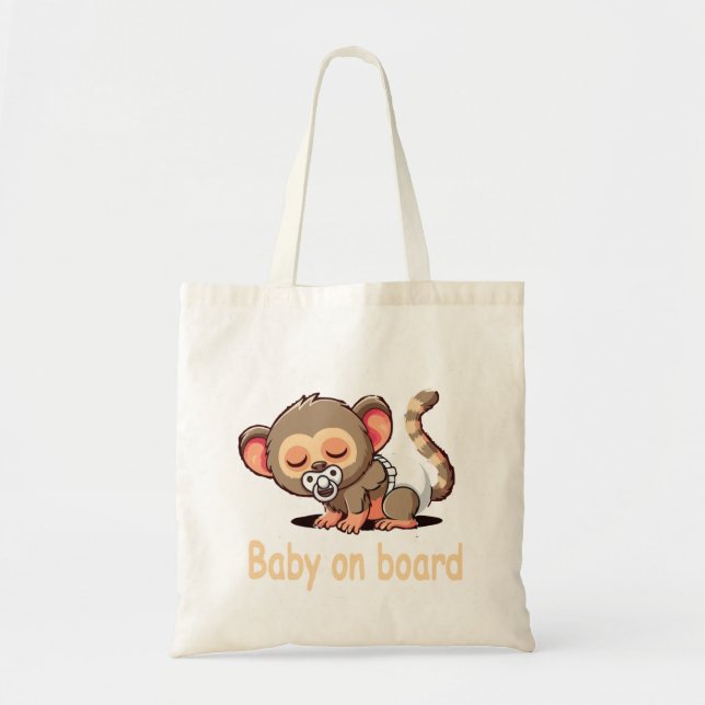 Bolsa Tote Lindo Macaco Adormecido de Desenho Animado | Bebê  (Frente)