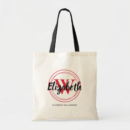 Bolsa Tote Lindo Monograma Vermelho de Inicial em Nome com Le