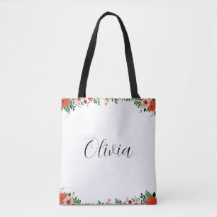 Bolsa Tote Lindo Nome Olivia de Desenho Animado Feminino Folh