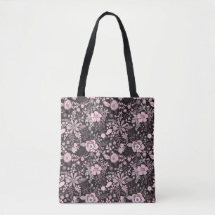Bolsa Tote Lindo padrão floral cor-de-rosa pastel com estilo