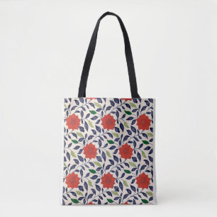 Bolsa Tote Lindo padrão floral vermelho