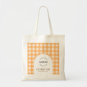 Bolsa Tote Lindo saco de negócios com logotipo xadrez laranja