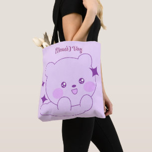 Bolsa Tote Lindo Ursozinho Kawaii Rosa Pastel Personalizado