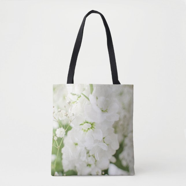 Bolsa Tote Lindos Blossomas Brancos Florais Por Ava (Frente)