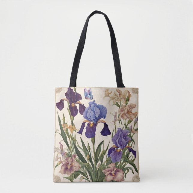Bolsa Tote Lindos Iris Flower Blooms (Frente)