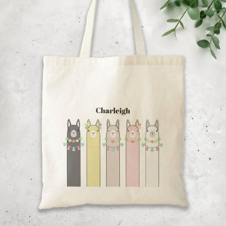 Bolsa Tote Lindos Lhamas Coloridos Retrô