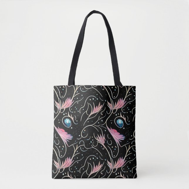 Bolsa Tote Lindos Padrões de Flores e Rochas (Frente)
