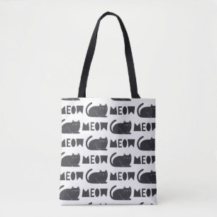 Bolsa Tote lindos padrões de gatos. Ilustração Vintage