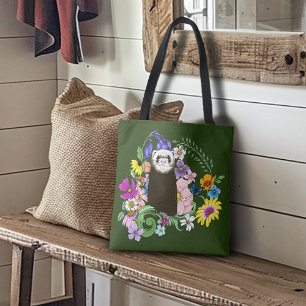 Bolsa Tote Lindos Wildflowers de Furão Sable Verde Floresta