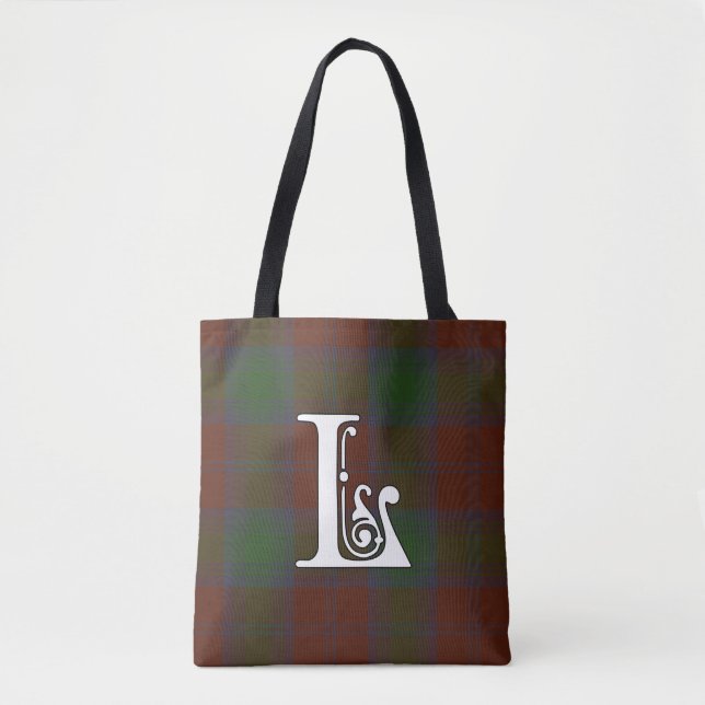 Bolsa Tote Lindsay Clan Tartan Monograma (Frente)