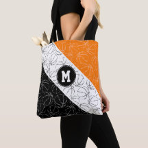 line art basketballs pattern on orange black white