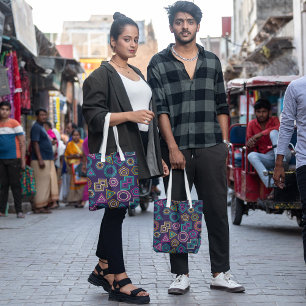 Bolsa Tote linearidades geológicas coloridas