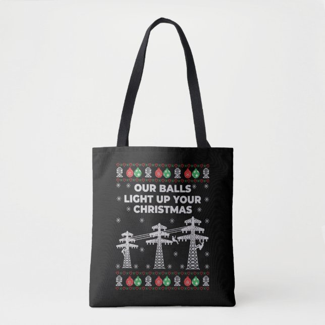 Bolsa Tote Lineman Natal Nossas Bolas Acendem (Frente)