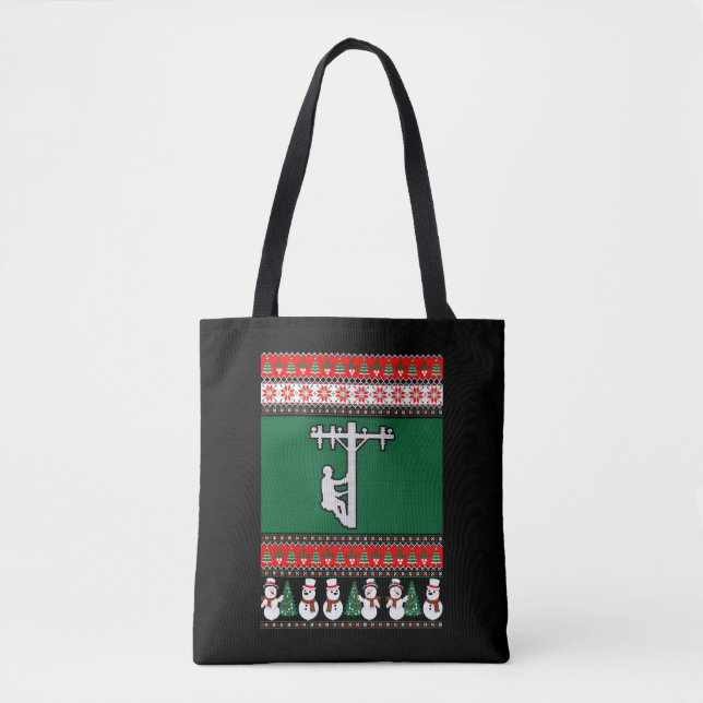 Bolsa Tote Lineman Ugly Christmas Sweater (Frente)