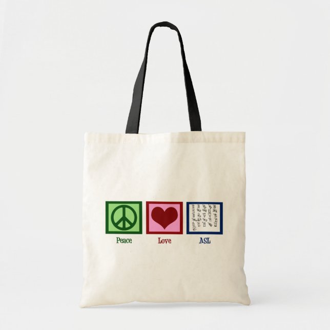 Bolsa Tote Língua de sinais de paz (Frente)
